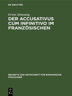 cover image of Der Accusativus cum infinitivo im Französischen